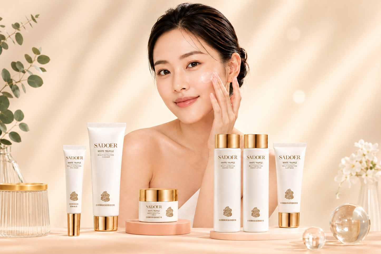 Skincare SADOER 6 en 1 con trufa blanca.