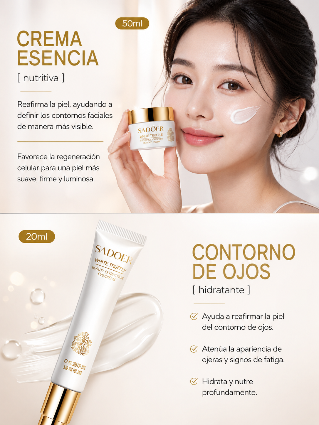 Skincare SADOER 6 en 1 con trufa blanca.